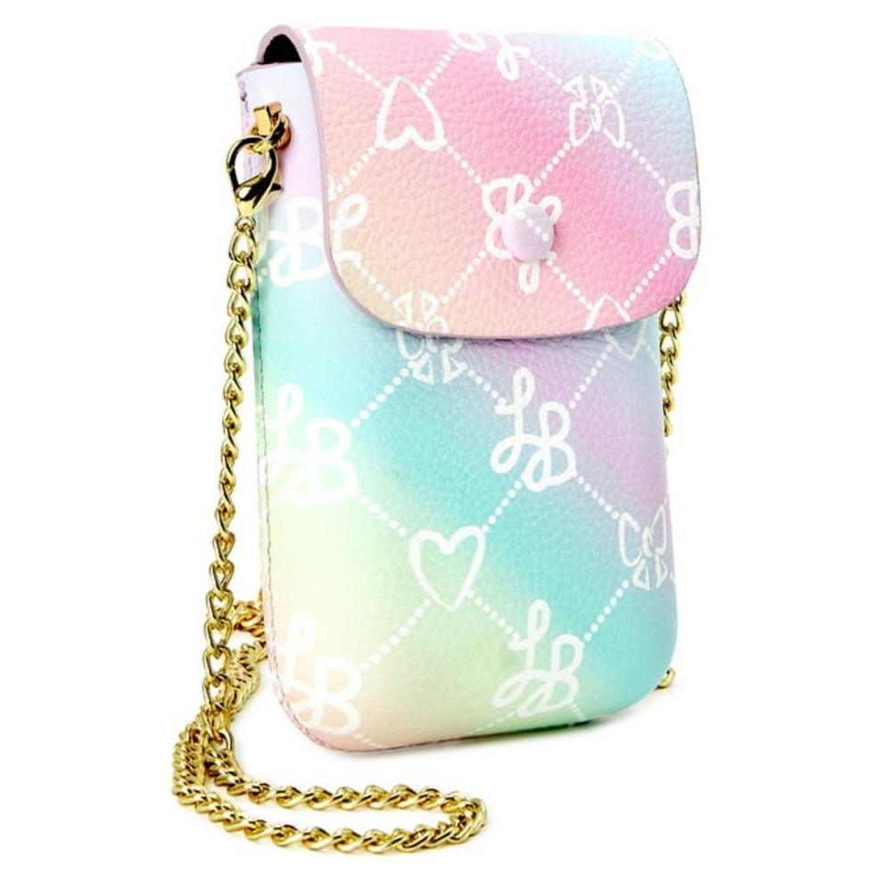 NWOT: Betsey Johnson Chain Crossbody Pastel, Multi-rainbow (phone-holder) purse